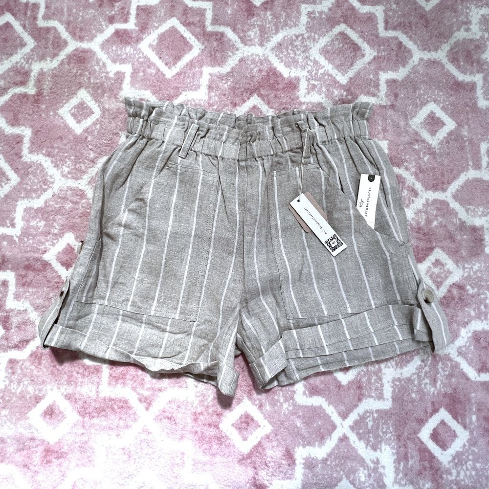 Sanctuary Linen Paperbag Waist Utility Convertible Short